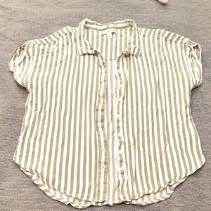 Alexander Jordan, Women's L || Green Striped Button-Up Tee
